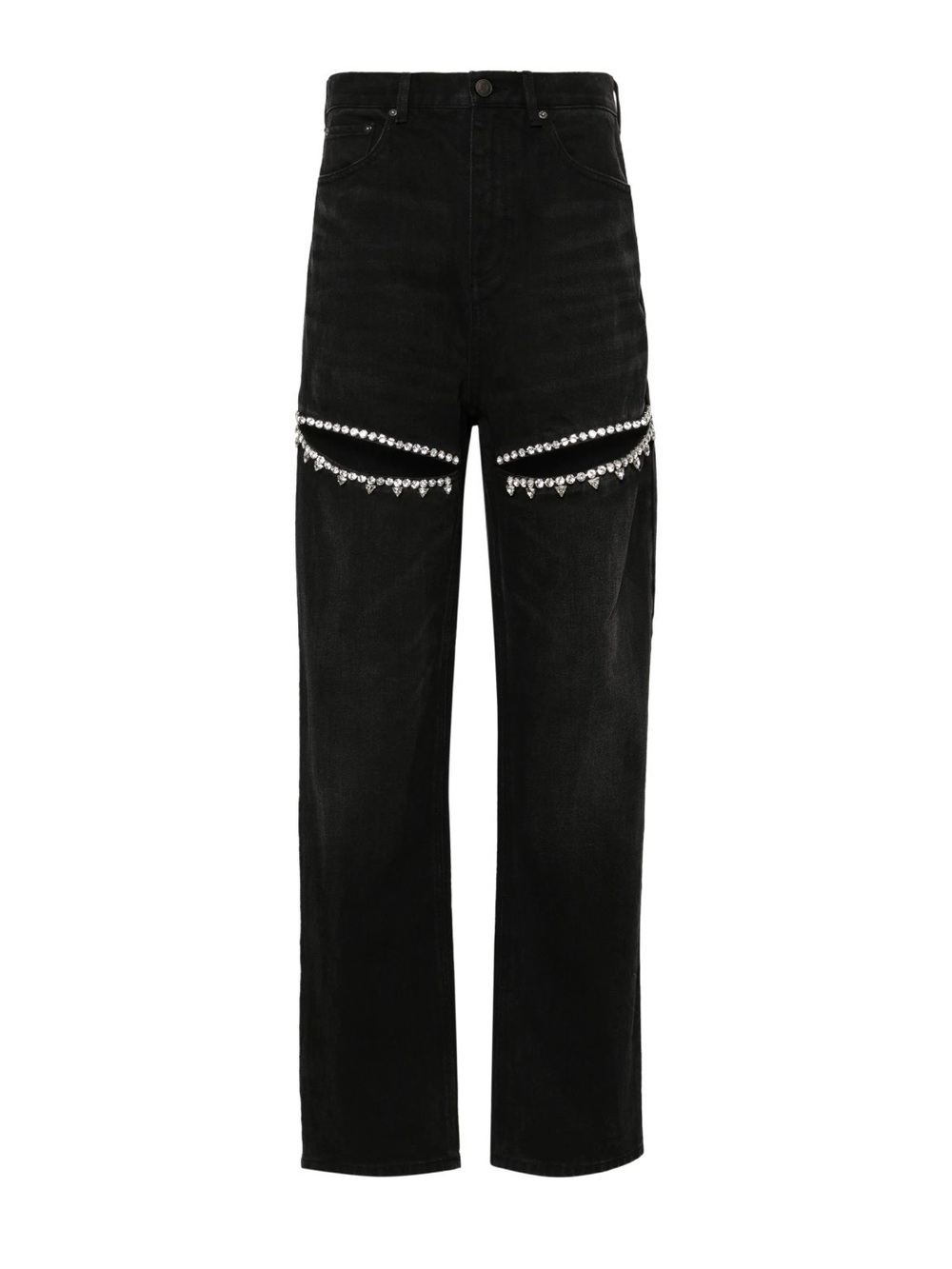 Area Crystal Slit Jeans in Black